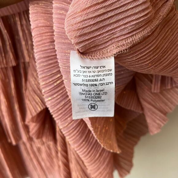 Sabina Musayev Dress Skylar Pink‎ Metallic Plisse V-Neck Sleeveless Minidress M - Picture 8 of 9